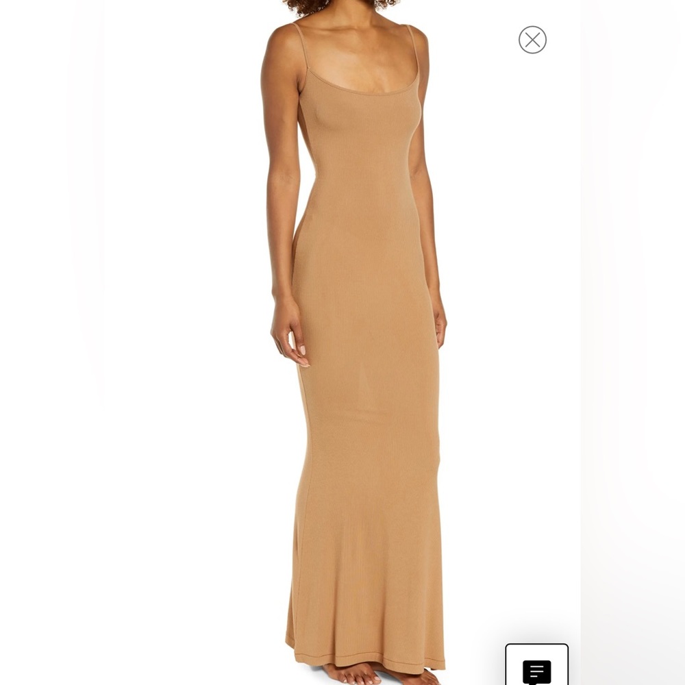 NWOT - never worn skims soft lounge long slip dress in sold out tan color